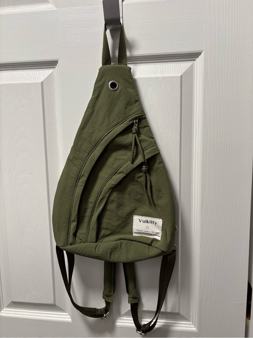 VulKitty Olive Green Sling Backpack – Casual Daypack